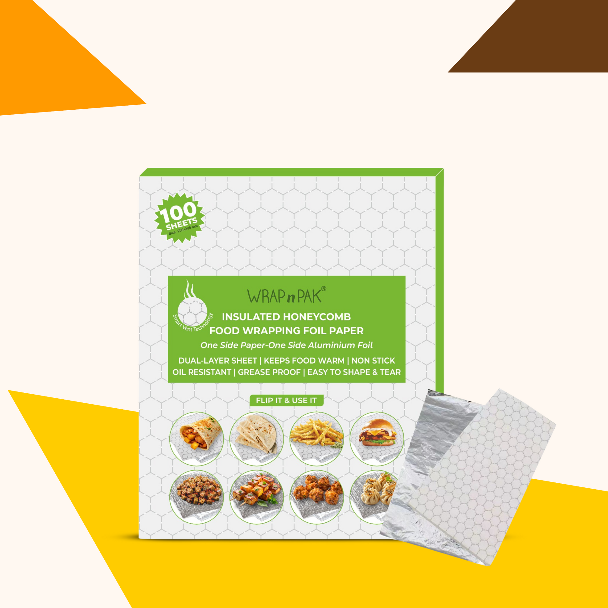 WRAP n PAK Honeycomb Foil Paper |12''x10" | 100 Sheets