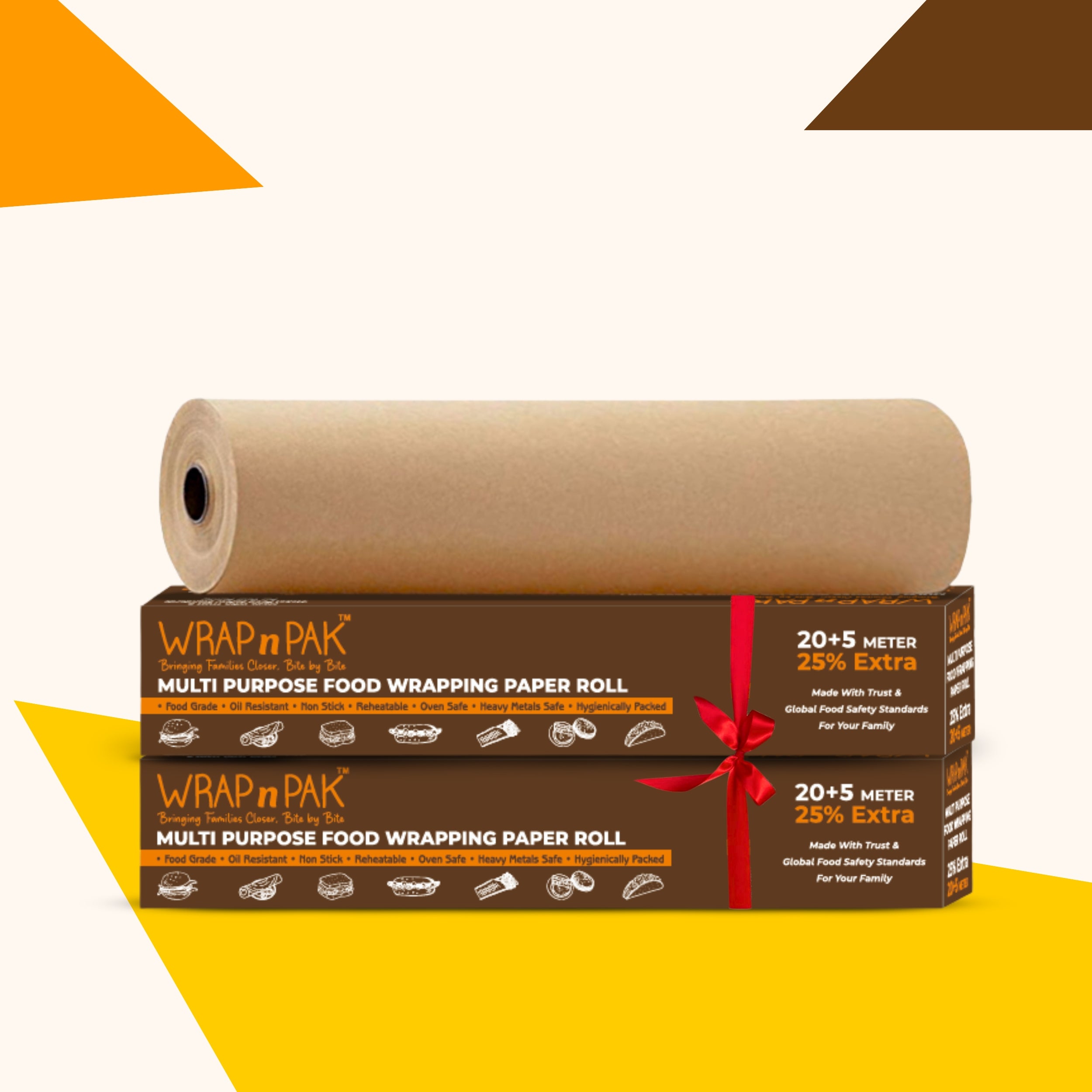WRAP n PAK Wrapping Paper Roll | Plain Brown | 11''x 25 Meter | Pack of 2