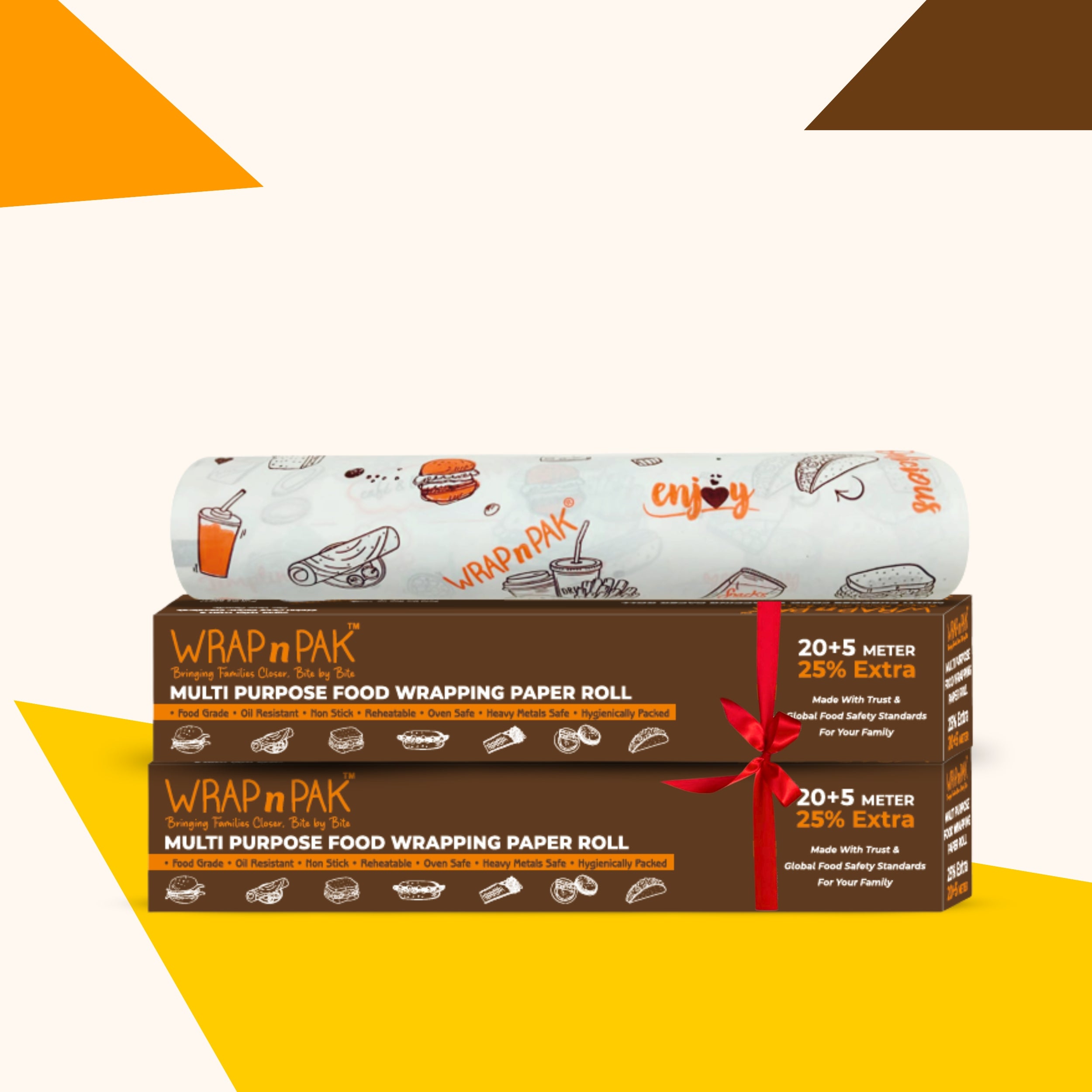 WRAP n PAK Wrapping Paper Roll | Twin Tone | 11''x 25 Meter | Pack of 2