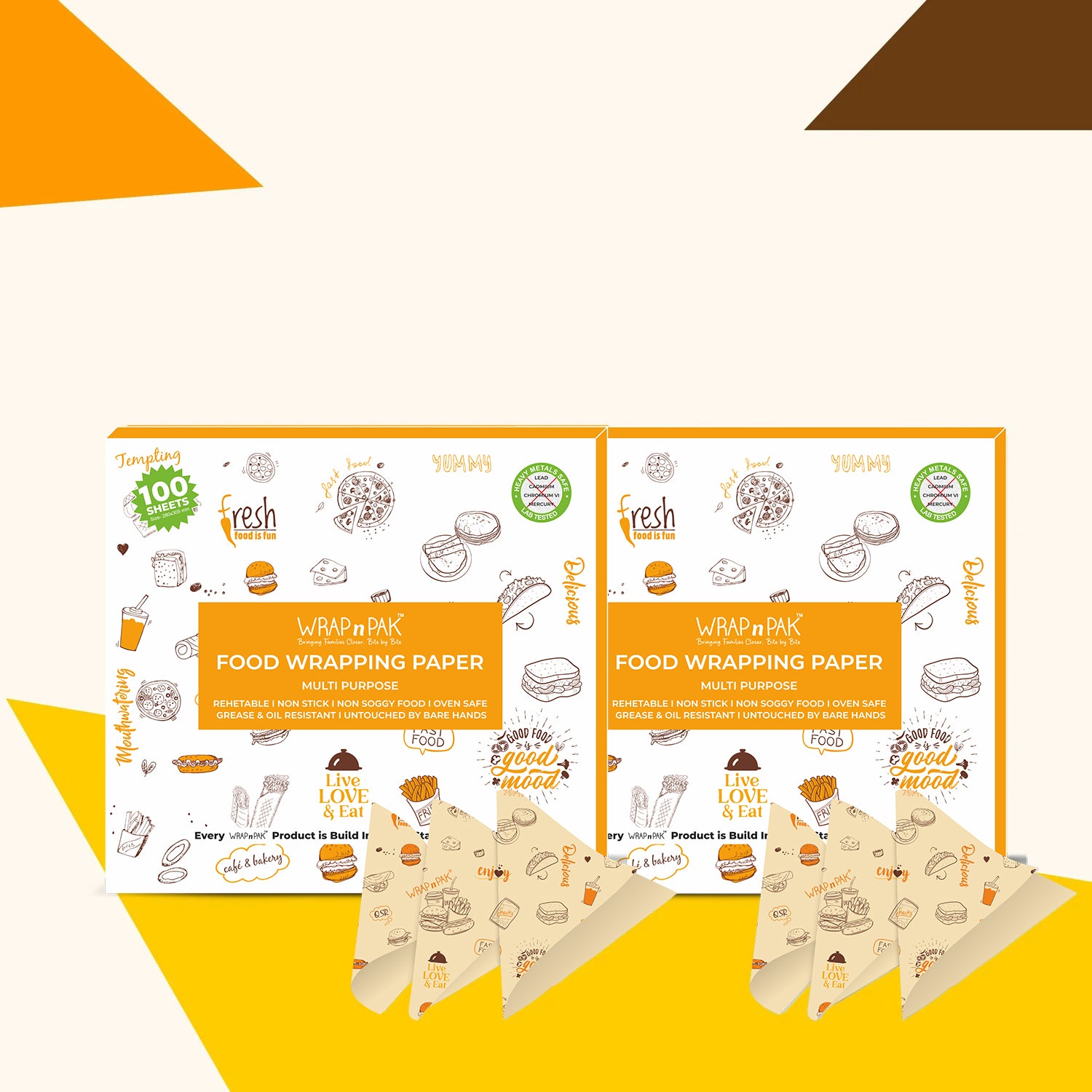 Wrapping Paper Sheets | Brown Delight | 11"×12" | 100 Sheets | Pack of 2