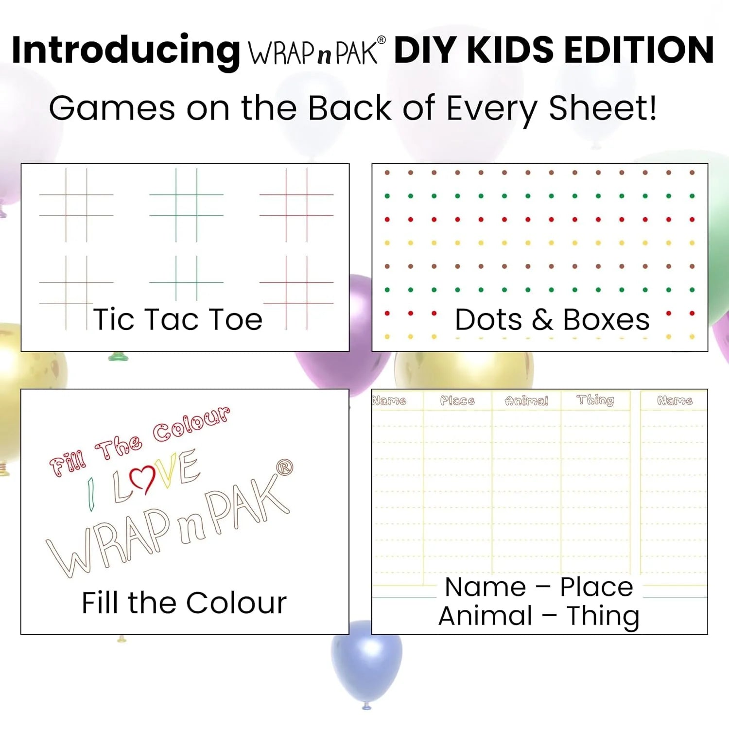 Wrapping Paper Sheets | Kids Edition | 29x28 Cm and 11x12 inch | 100 Sheets