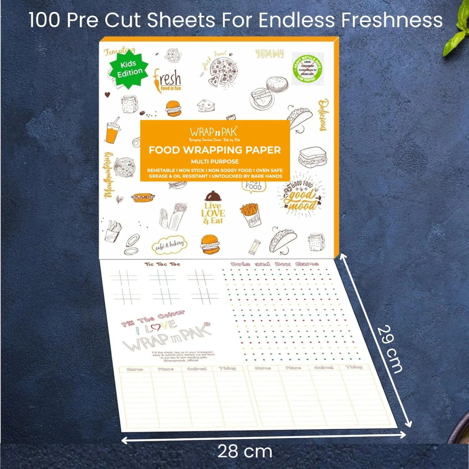 Wrapping Paper Sheets | Kids Edition | 29x28 Cm and 11x12 inch | 100 Sheets | Pack of 2