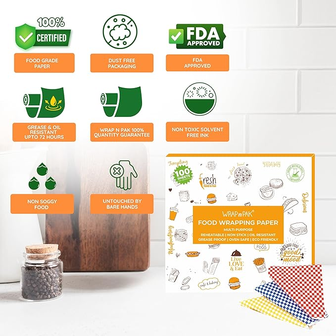 WRAP n PAK Wrapping Paper Sheets | Kids Edition | 29x28 Cm and 11x12 inch | 100 Sheets