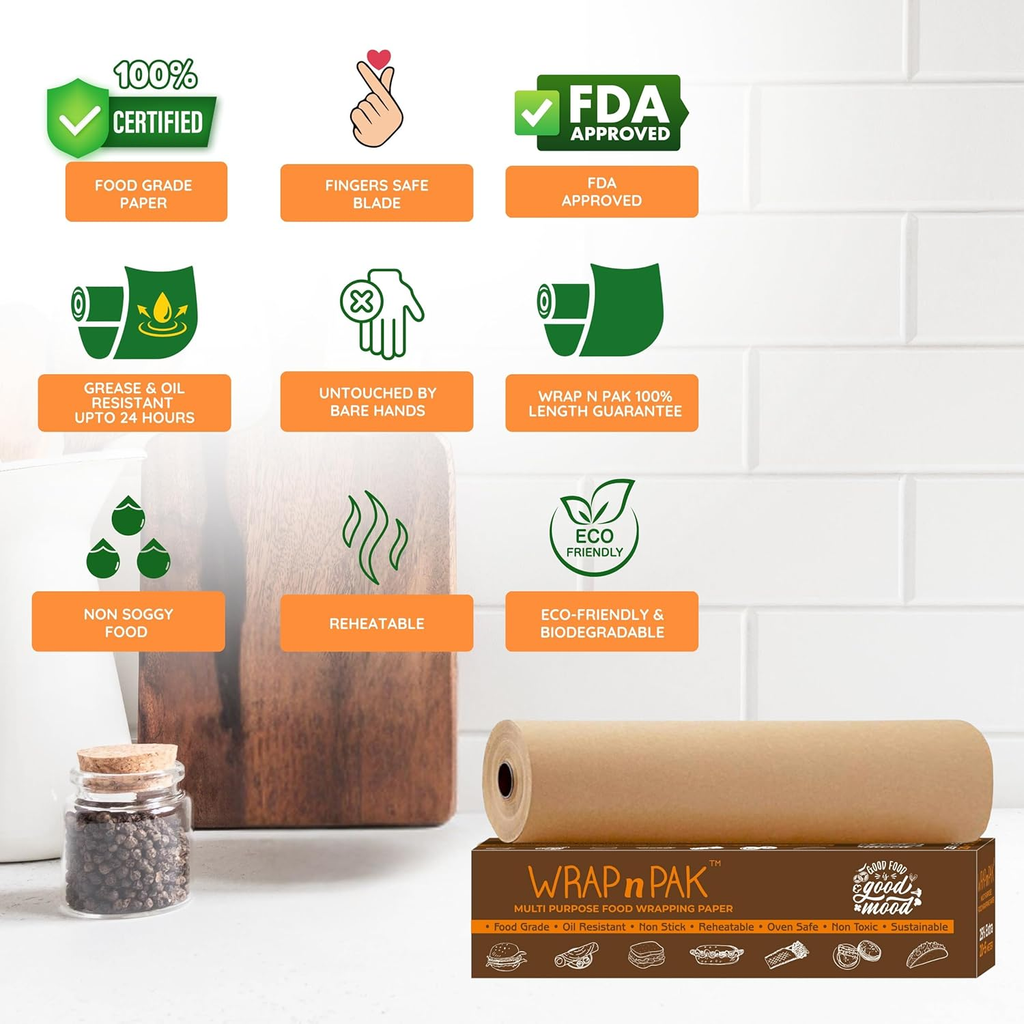 WRAP n PAK Wrapping Paper Roll | Plain Brown | 11''x 25 Meter
