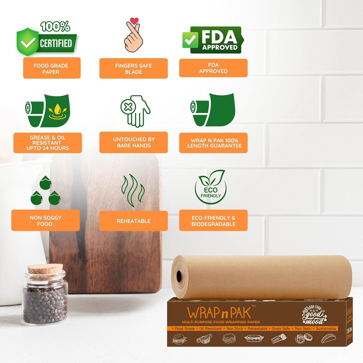 WRAP n PAK Wrapping Paper Roll | Plain Brown | 11''x 25 Meter