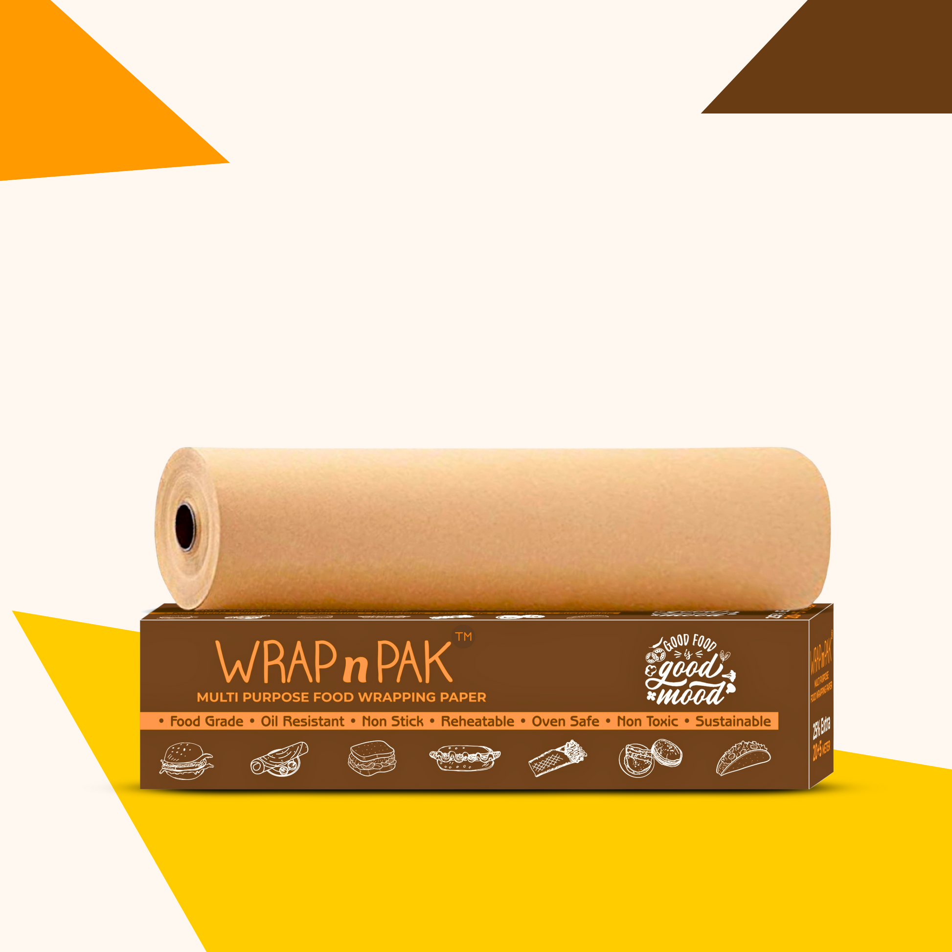 WRAP n PAK Wrapping Paper Roll | Plain Brown | 11''x 25 Meter