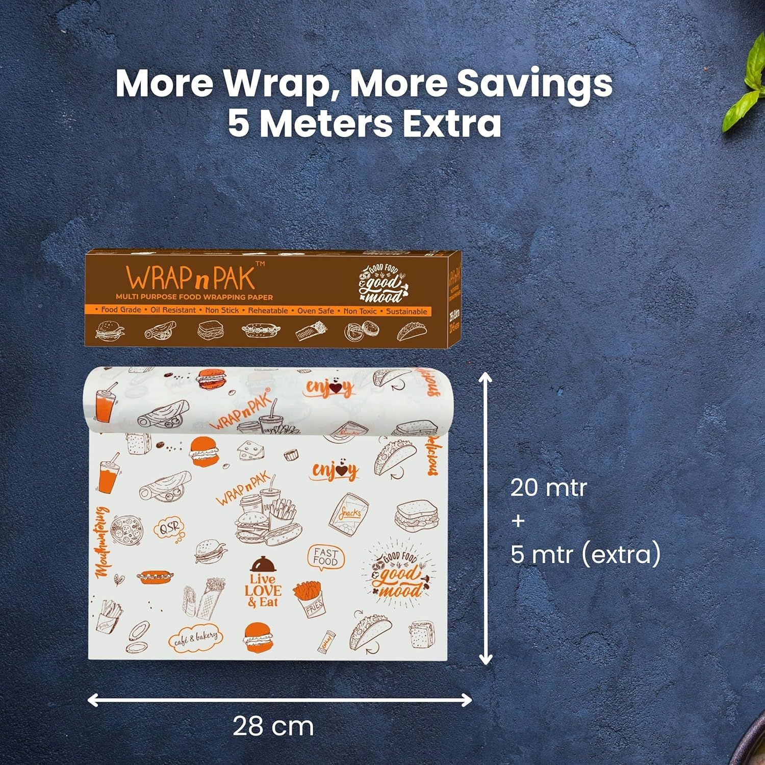 WRAP n PAK Wrapping Paper Roll | Twin Tone | 11''x 25 Meter