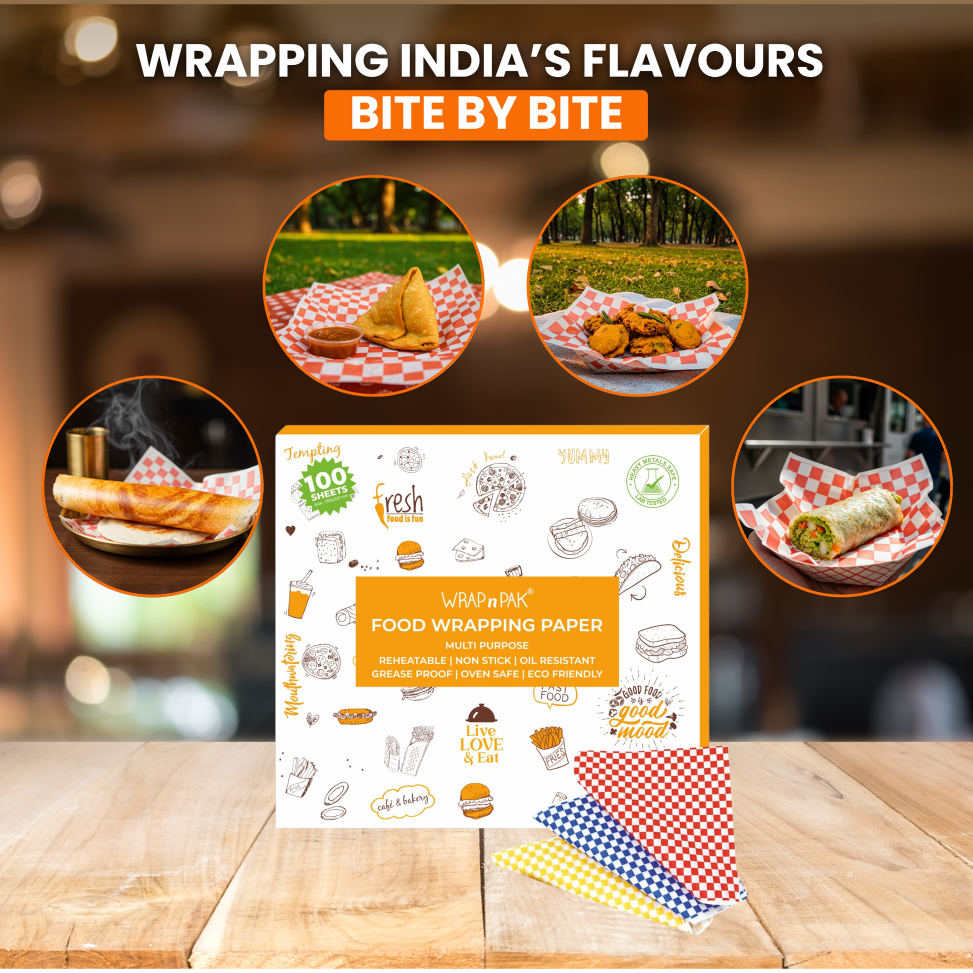 WRAP n PAK Wrapping Paper Sheets | Chequered | 11"×12" | 100 Sheets
