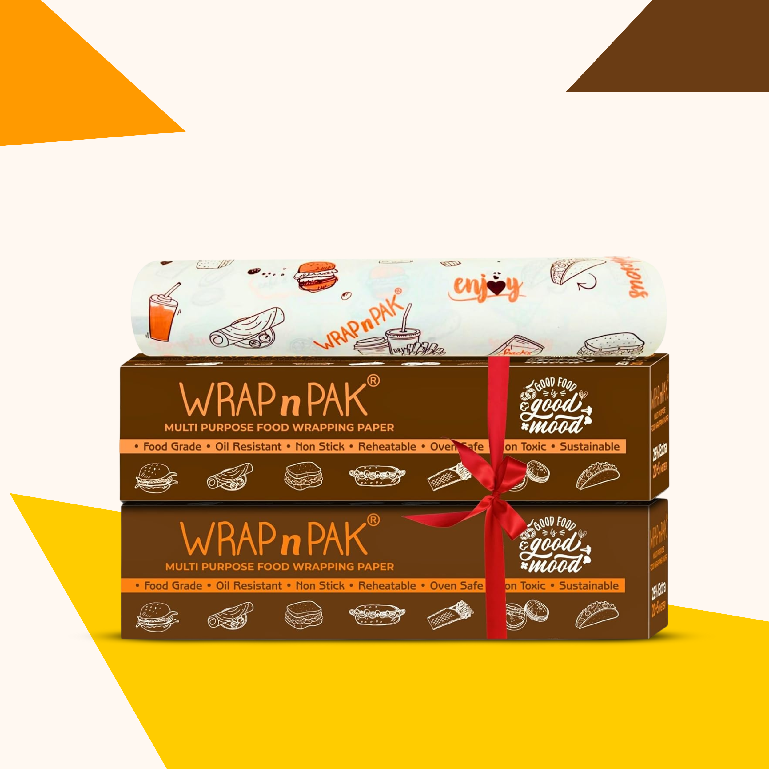 WRAP n PAK Wrapping Paper Roll | Twin Tone | 11''x 25 Meter | Pack of 2