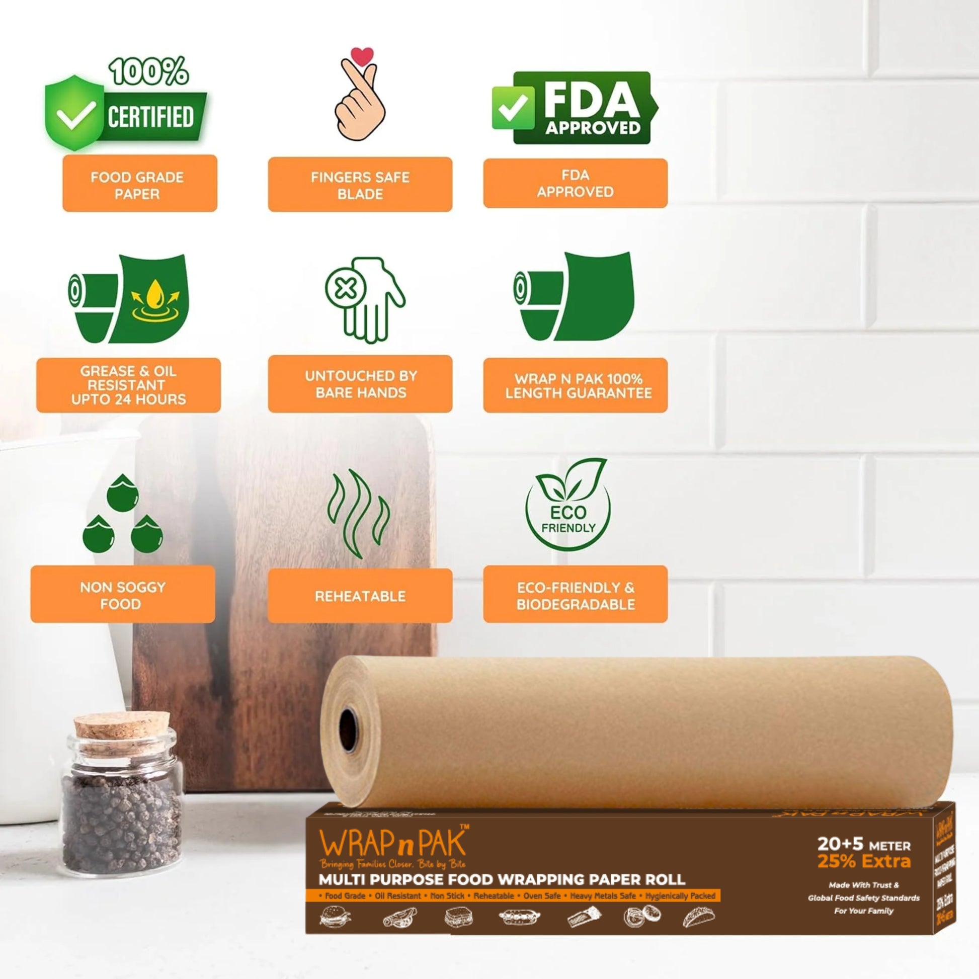 Wrapping Paper Roll | Plain Brown | 11''x 25 Meter